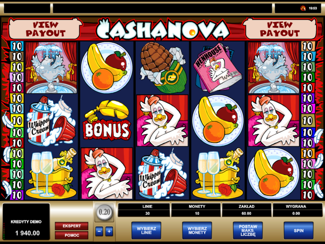 Automat kasynowy Cashanova bez rejestracji